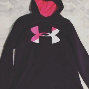 Under Armour black hoodie with pink and white.